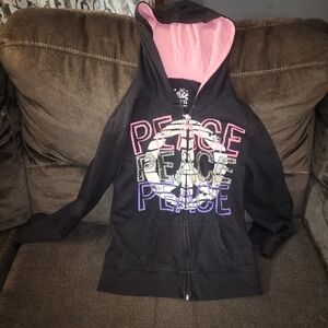 Justice Black and Pink Zip-Up Hoodie
